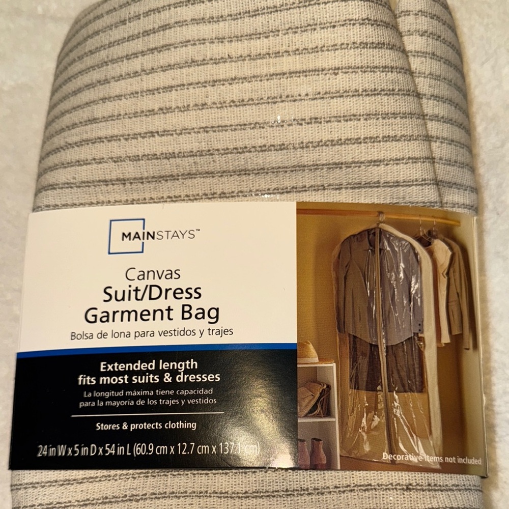 NIP Mainstays Canvas Garment Bag with Stripes